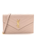 Grain De Poudre Matelasse Chevron Monogram Envelope Chain Wallet Rose Antic