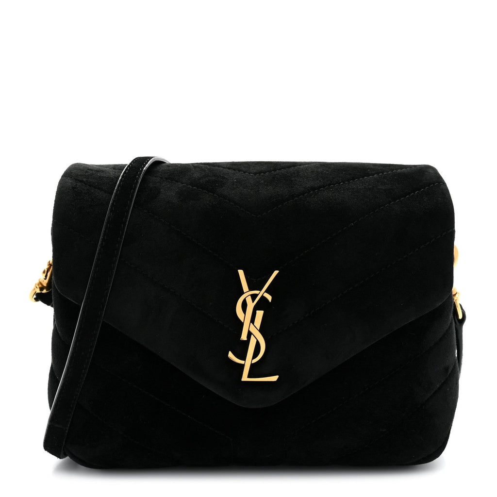 Suede Y Quilted Monogram Toy Loulou Crossbody Bag Black