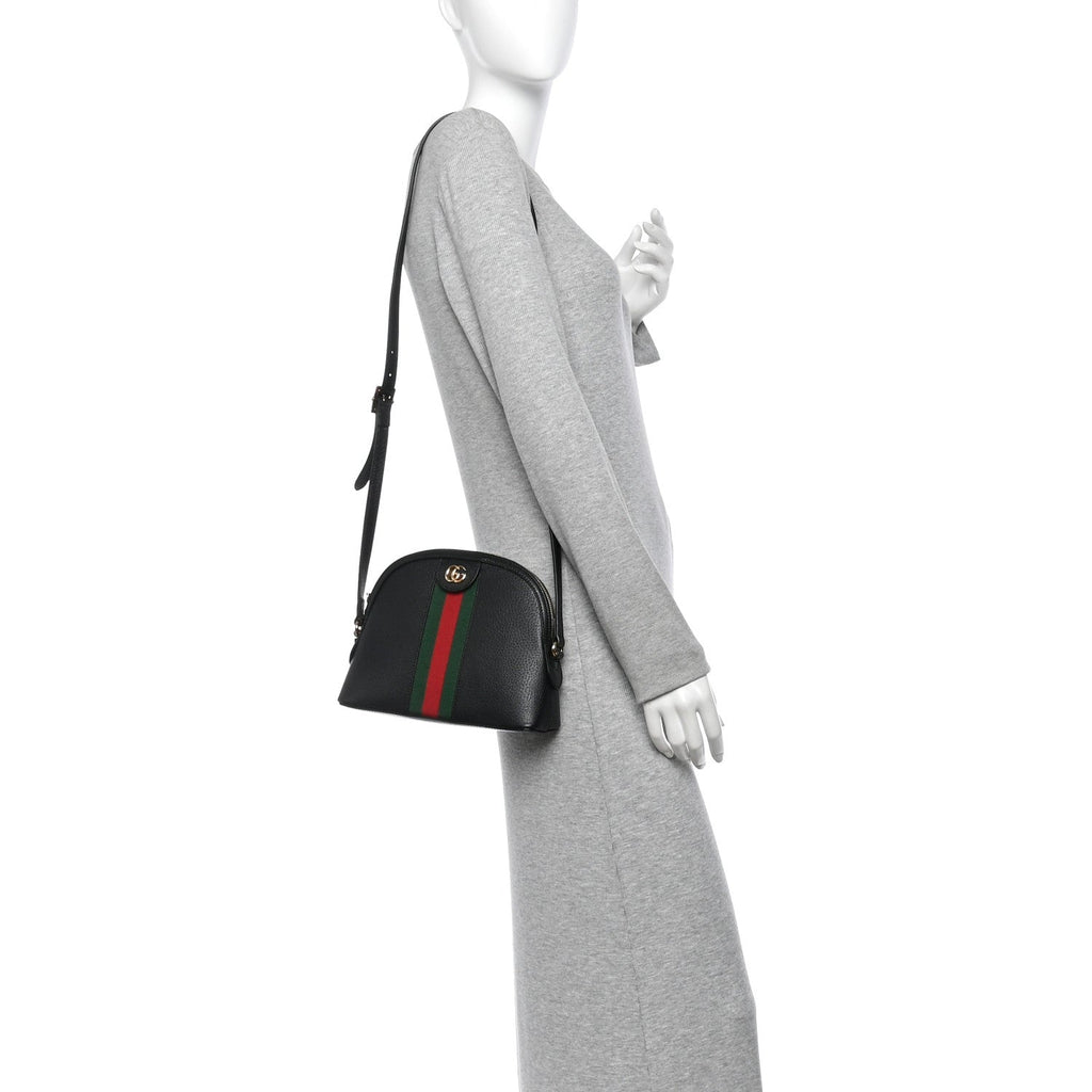 Calfskin GG Web Small Ophidia Dome Shoulder Bag Black