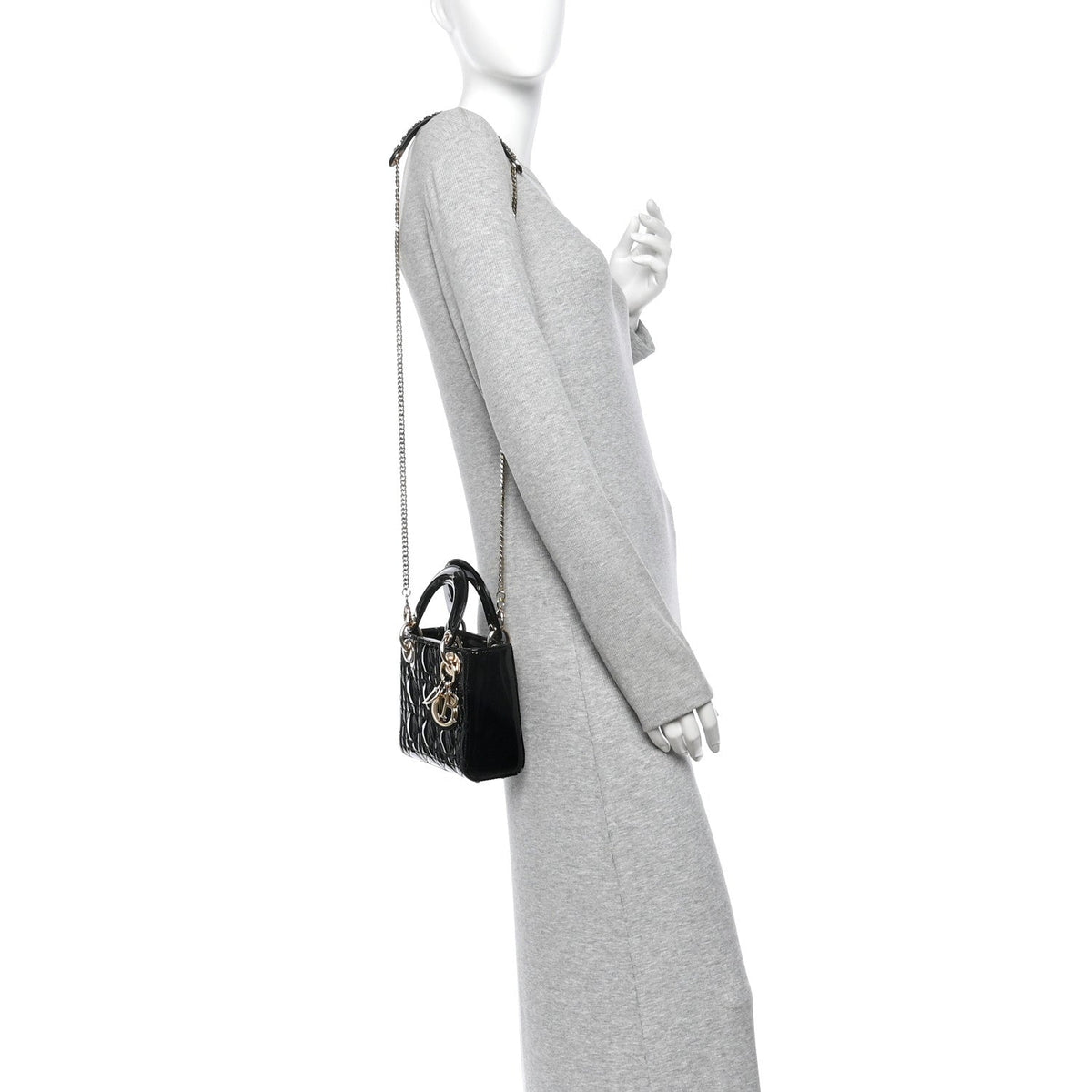 Patent Cannage Mini Lady Dior Black