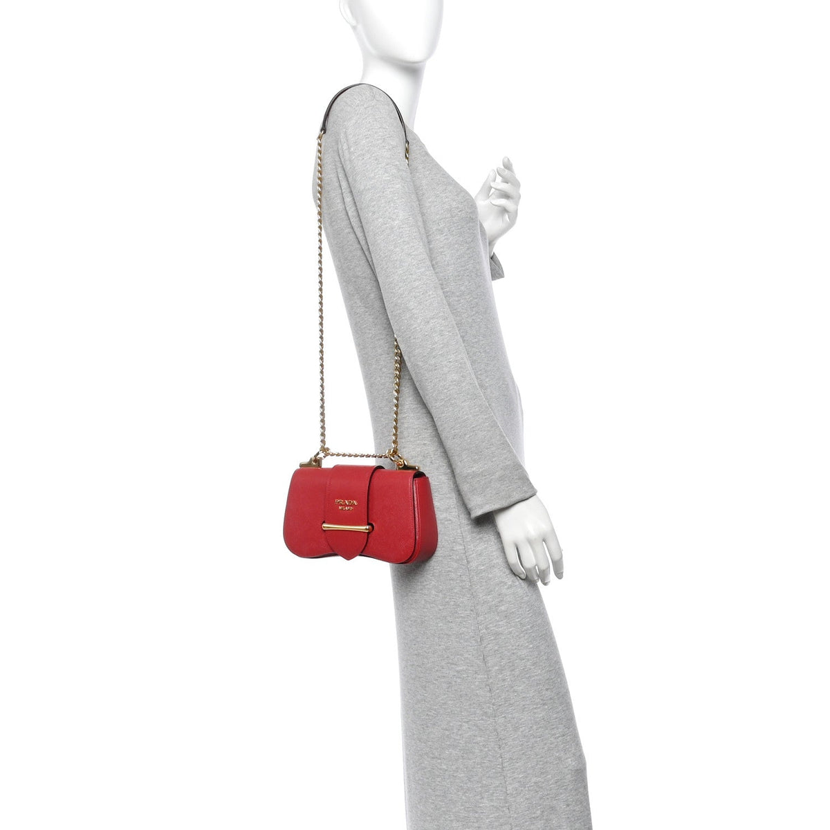 Saffiano Lux Sidonie Small Chain Crossbody Bag Fuoco
