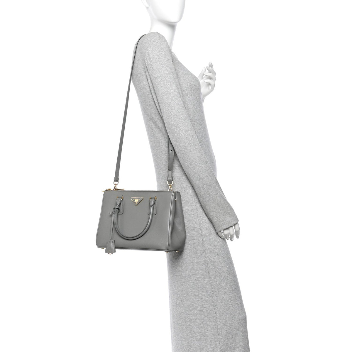 Saffiano Lux Small Galleria Double Zip Tote Ardesia
