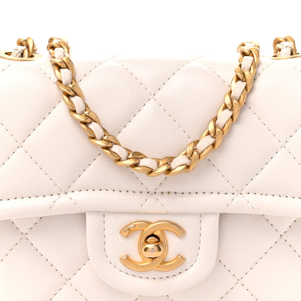Caviar Quilted Mini Sweet Classic Flap White