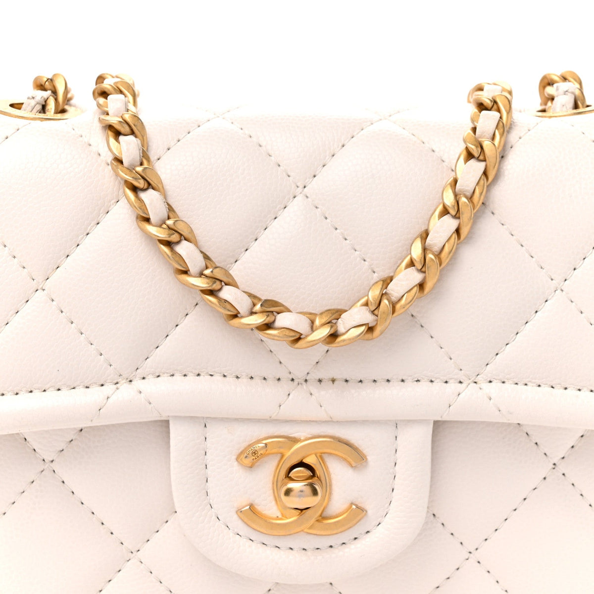 Caviar Quilted Mini Sweet Classic Flap White
