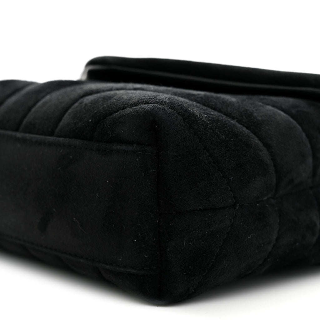 Suede Y Quilted Monogram Toy Loulou Crossbody Bag Black