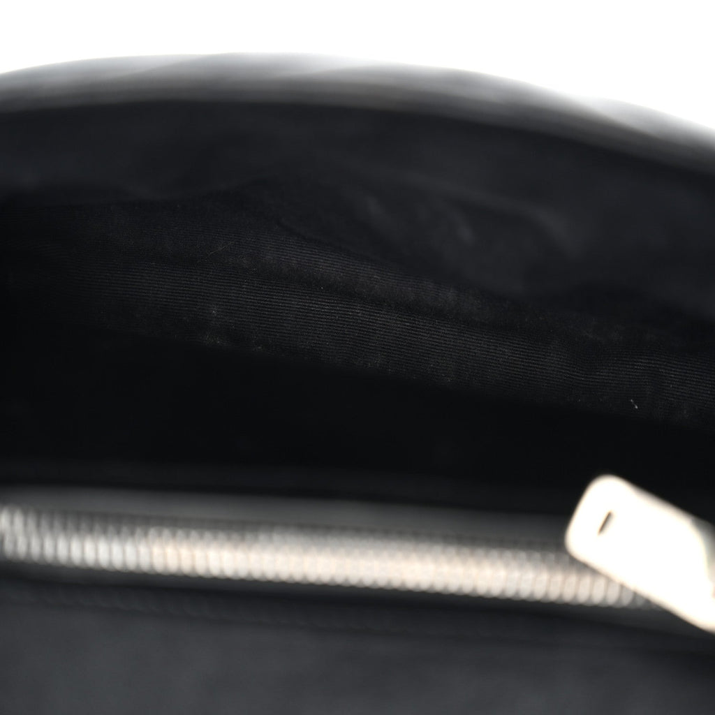 Sheepskin Matelasse Chevron Monogram Medium College Bag Black