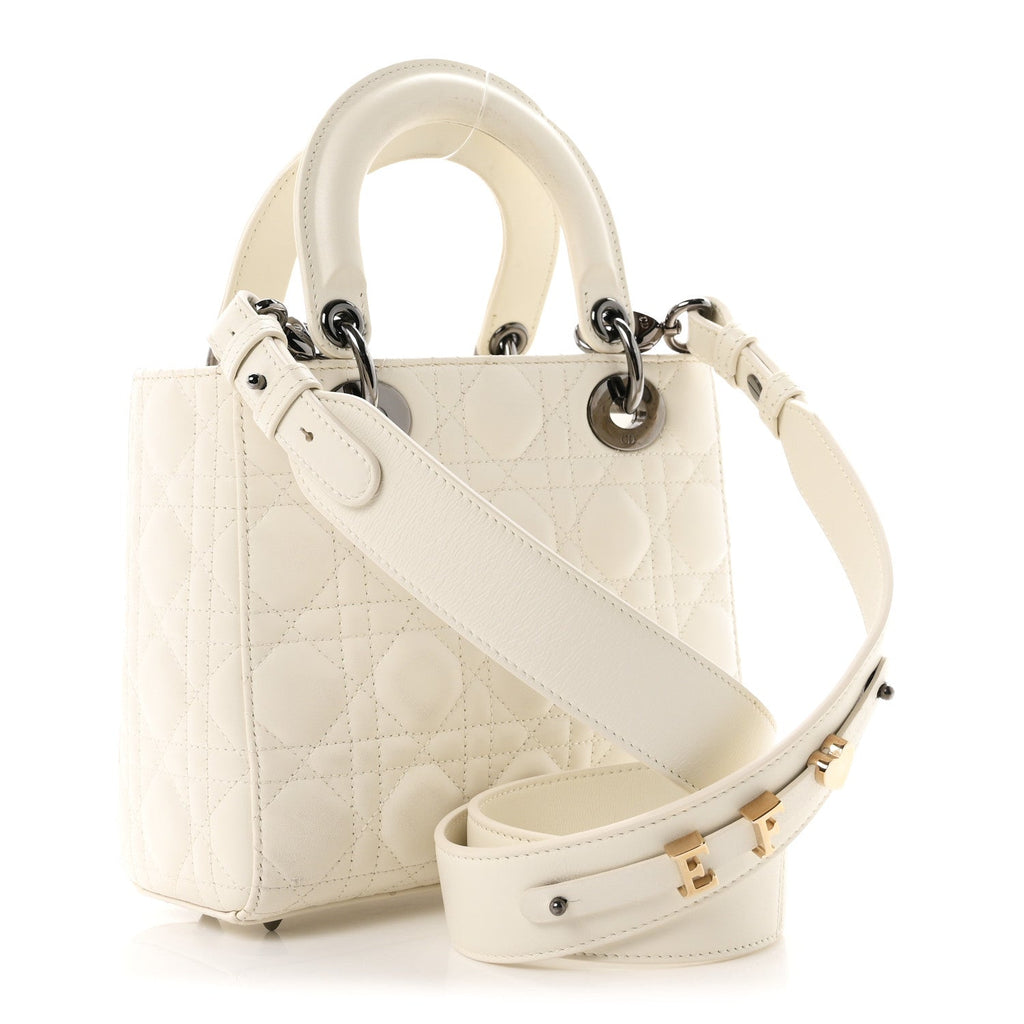 Lambskin Cannage Small My ABCDior Lady Dior White