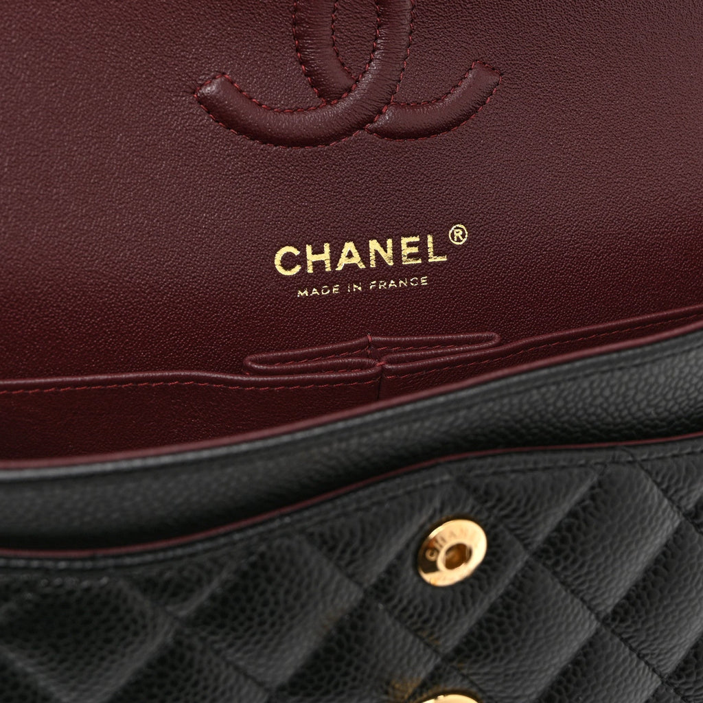 Caviar Quilted Small Double Flap Black