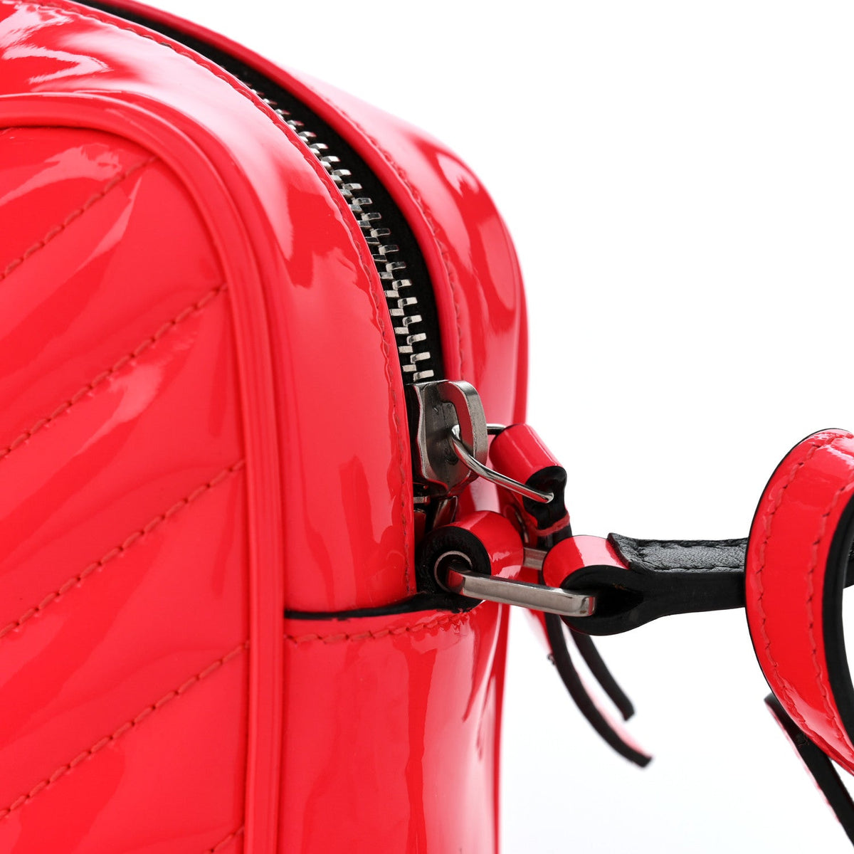 Patent Calfskin Matelasse Monogram Lou Camera Bag Neon Pink