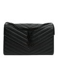Grain De Poudre Matelasse Chevron Monogram Monochrome Chain Wallet Black