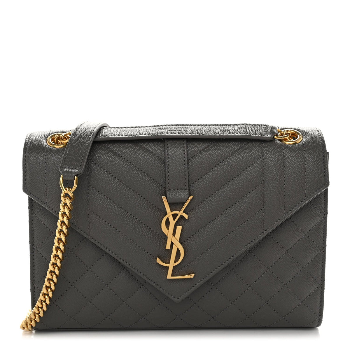 Grain De Poudre Textured Mixed Matelasse Medium Triquilt Monogram Satchel Fog