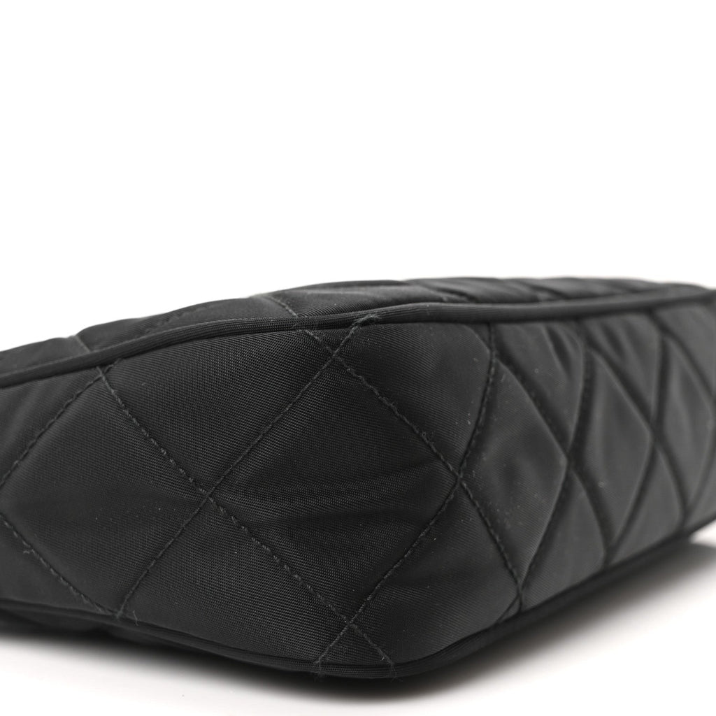 Tessuto Nylon Stitched Shoulder Bag Black