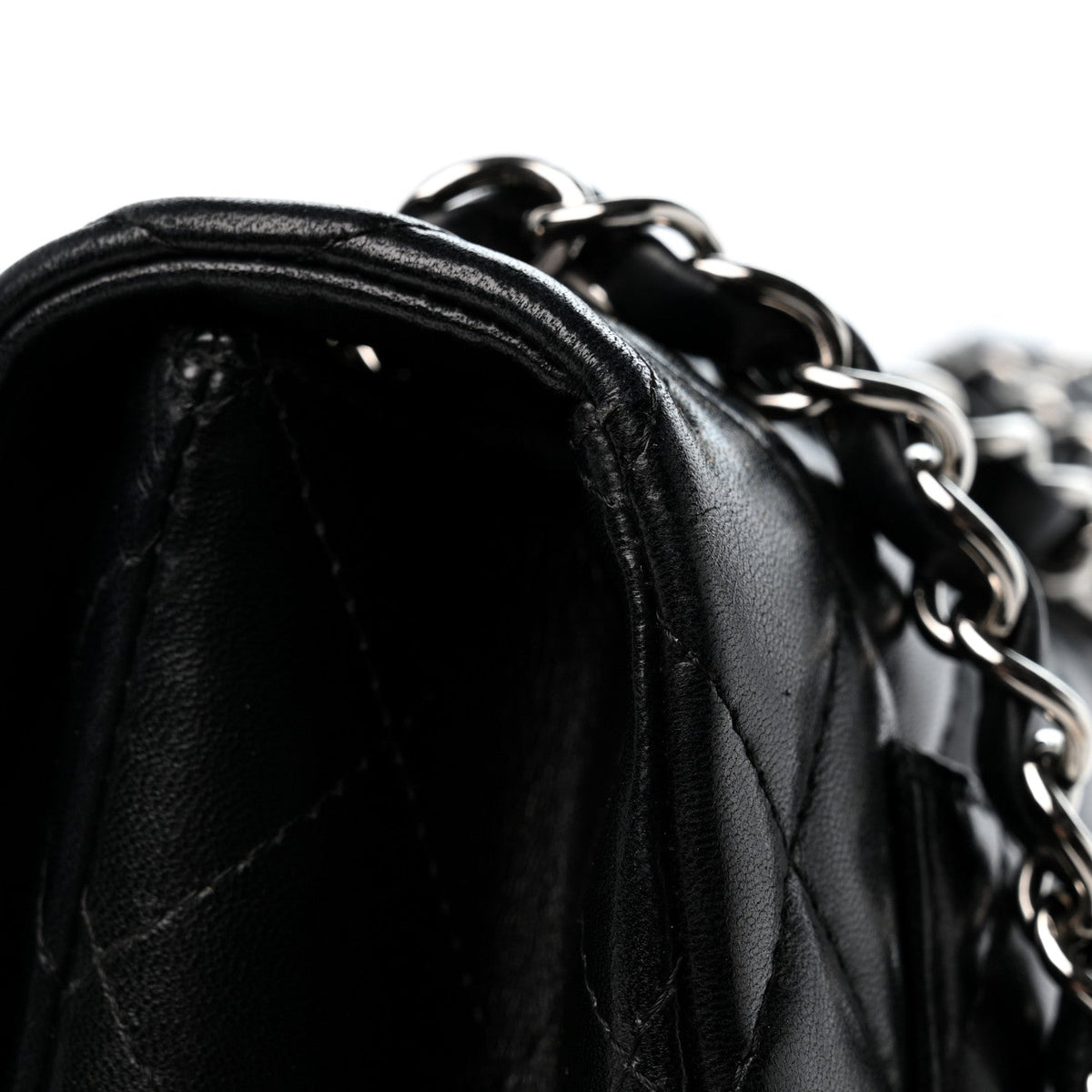 Lambskin Quilted Jumbo Single Flap Black