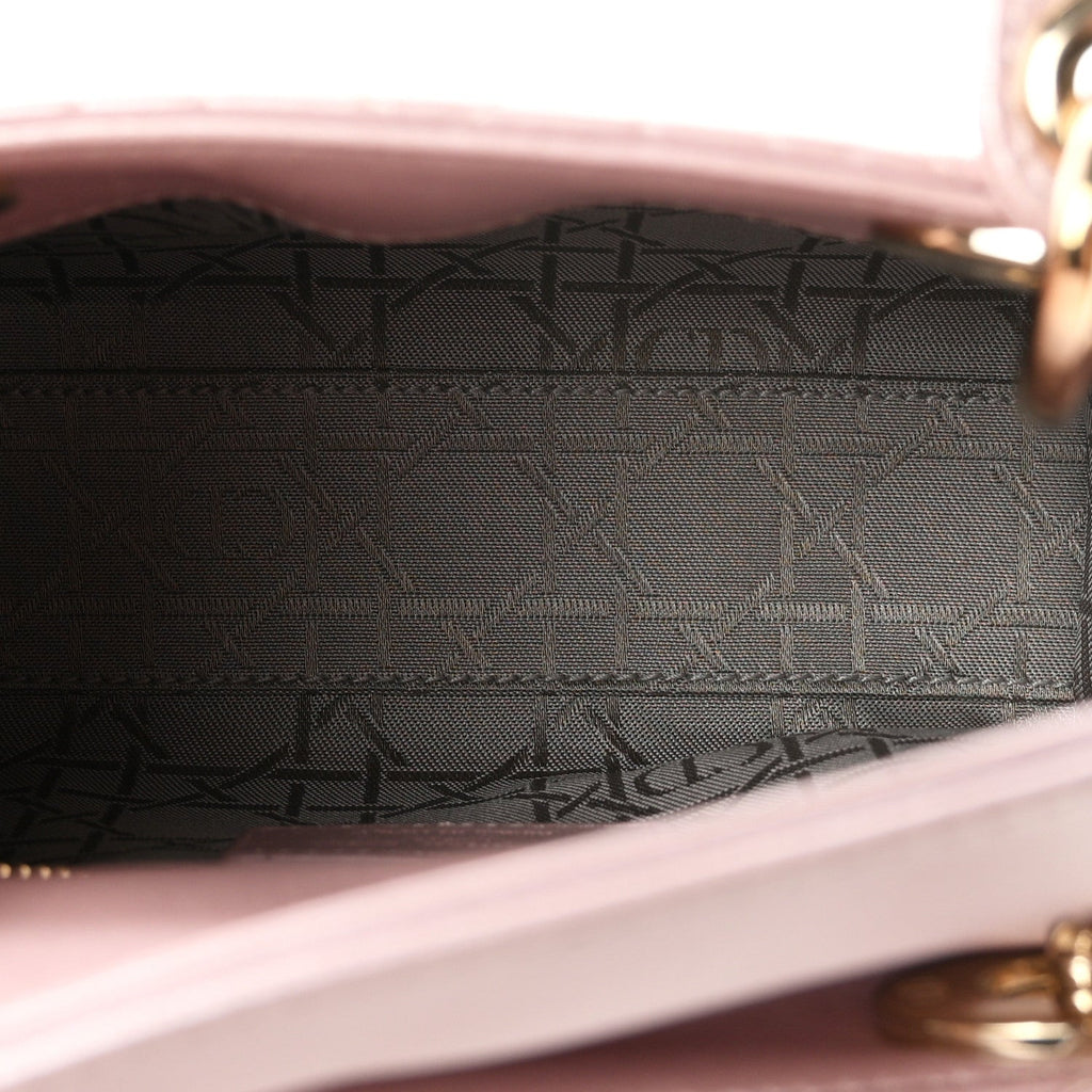 Metallic Lambskin Cannage Mini Lady Dior  Lotus