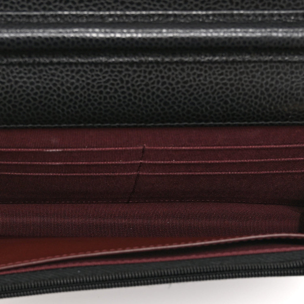 Caviar Quilted Wallet on Chain WOC Black