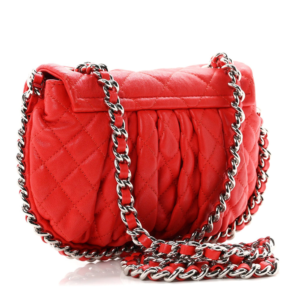 Washed Lambskin Mini Chain Around Messenger Coral