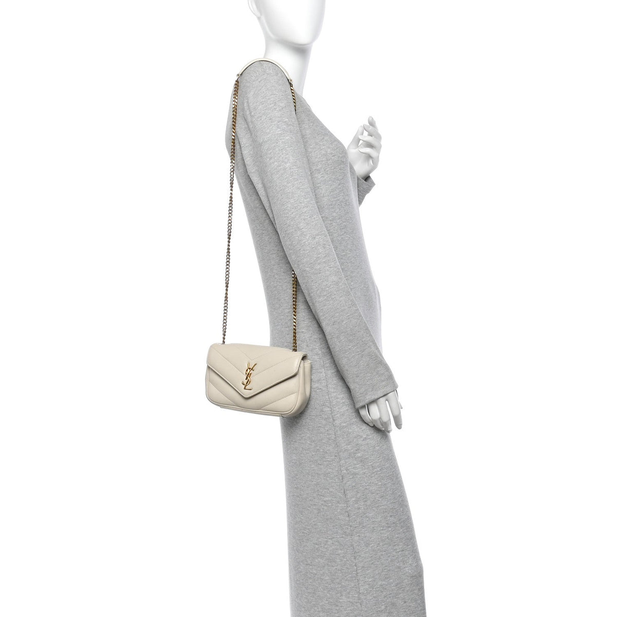 Lambskin Chevron Quilted Mini LouLou  Crema Soft