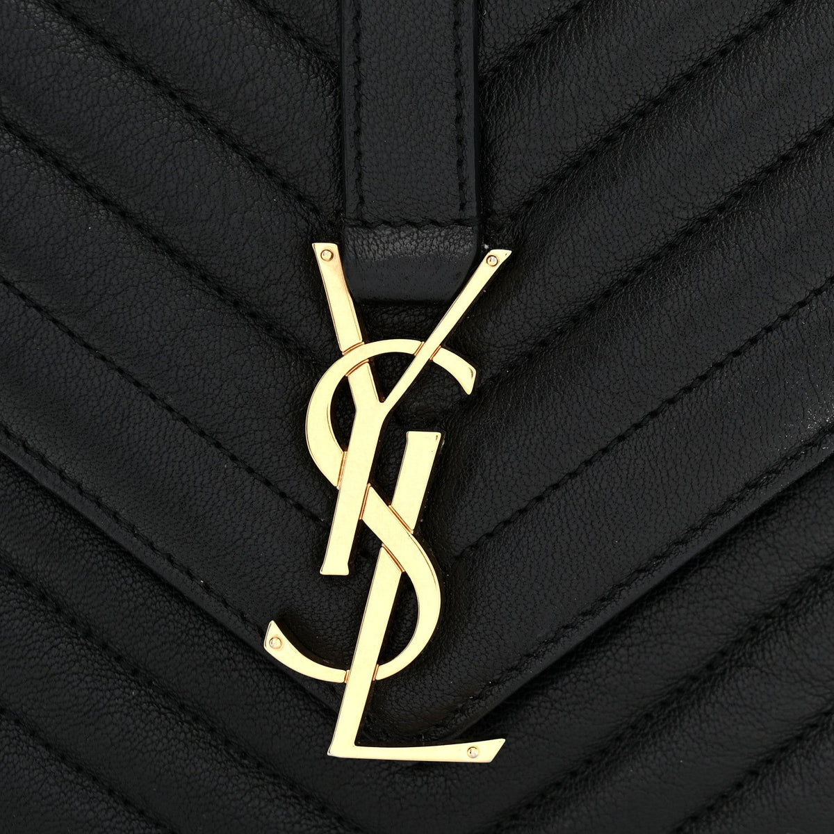 Sheepskin Matelasse Chevron Monogram Medium College Bag Black