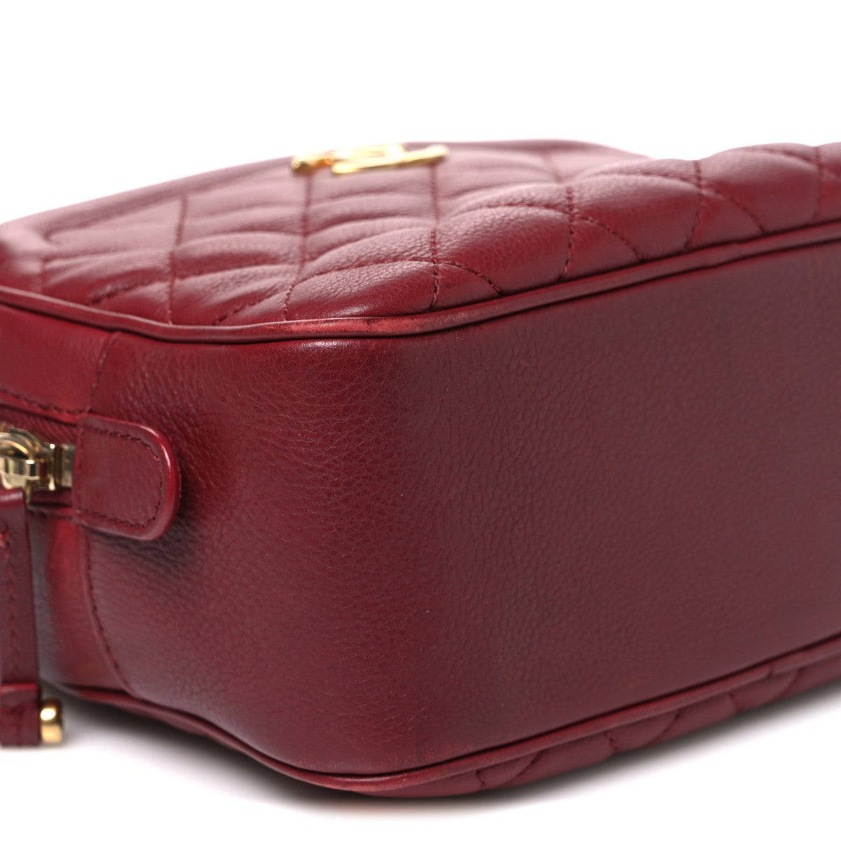 Calfskin Quilted CC Small Vanity Case Dark Red