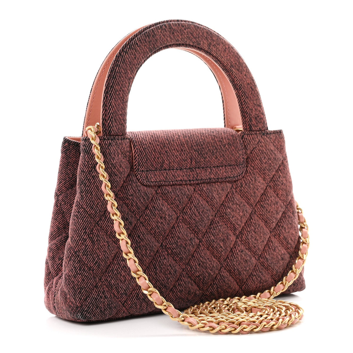 Denim Quilted Nano Kelly Shopper Orange Black