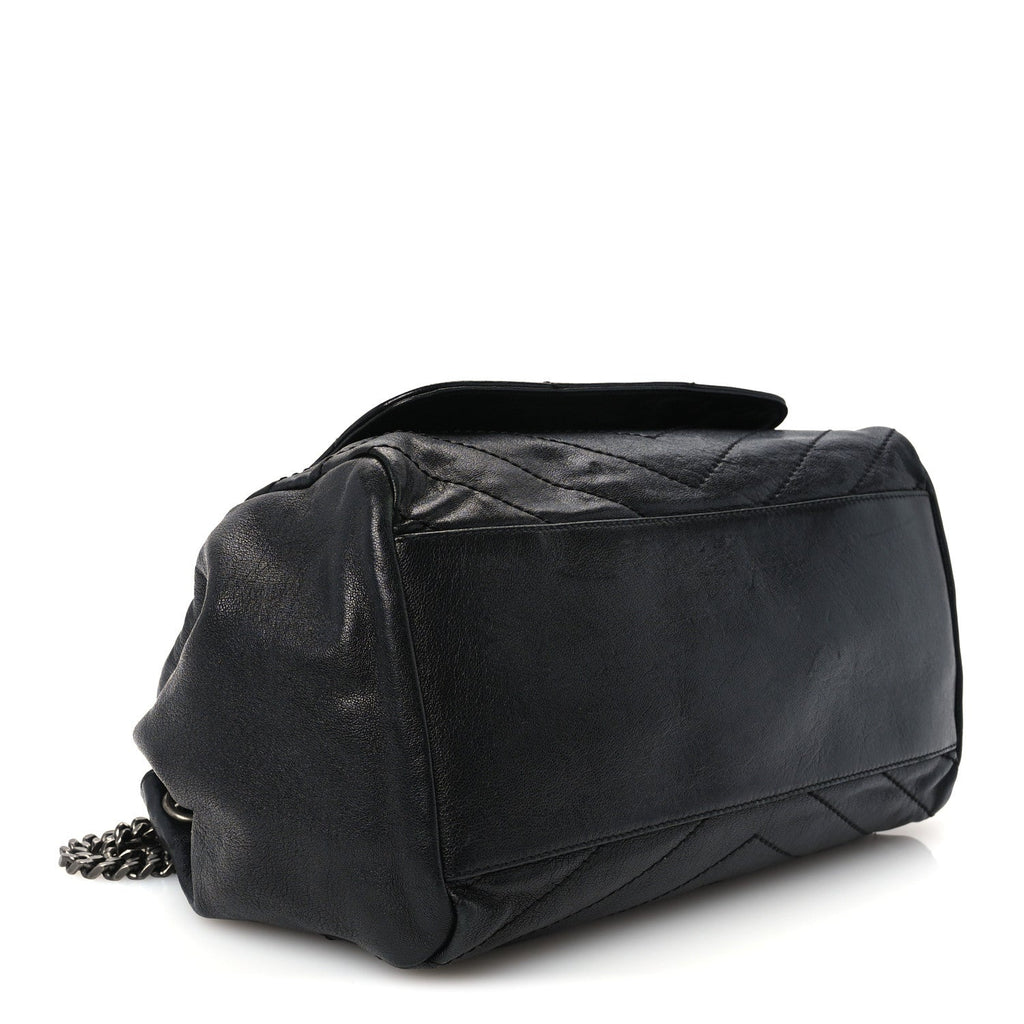Vintage Lambskin Chevron Monogram Medium Nolita Black