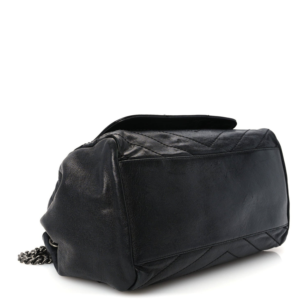 Vintage Lambskin Chevron Monogram Medium Nolita Black