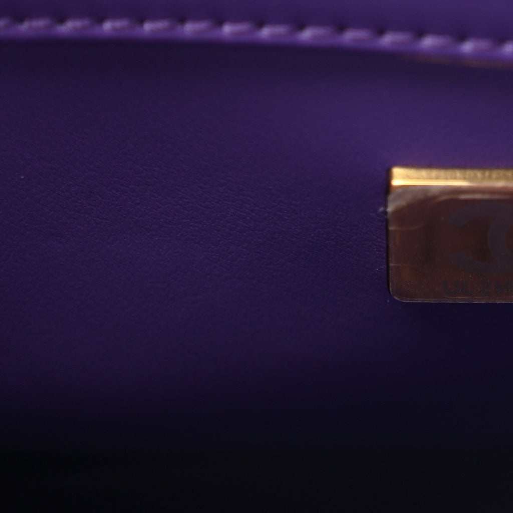 Calfskin Quilted Perfect Fit Flap Purple