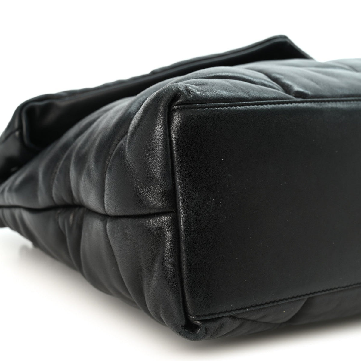 Lambskin Quilted Monogram Monochrome Medium Loulou Puffer Chain Satchel Black