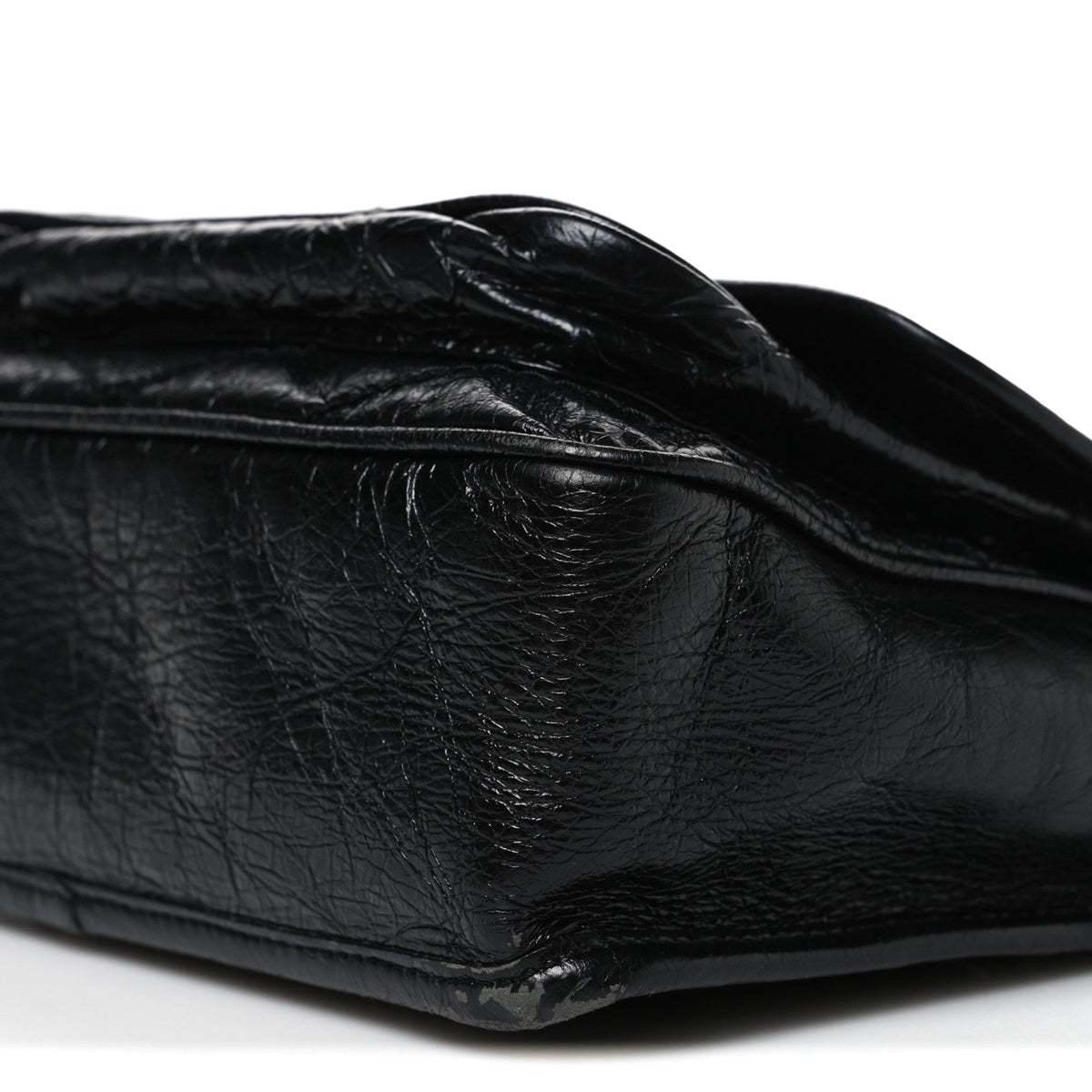 Crinkled Calfskin Matelasse Monogram Baby Niki Chain Satchel Black