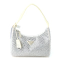 Satin Crystal Mini Re-Edition 2000 Bag White