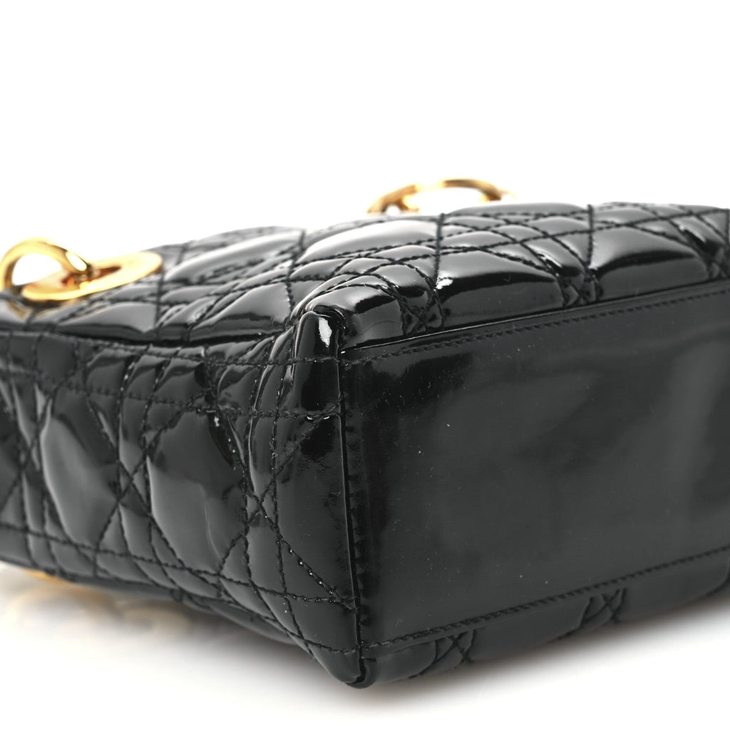 Patent Cannage Mini Lady Dior Black
