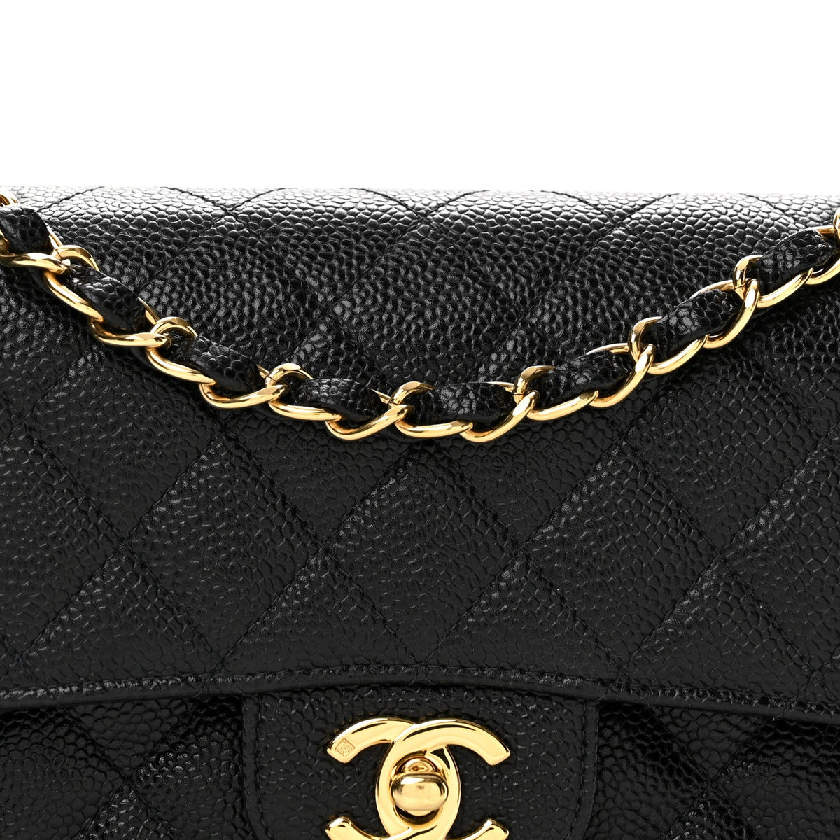 Caviar Quilted Small Double Flap Black