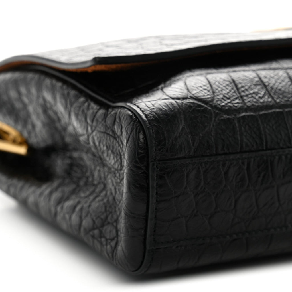 Calfskin Crocodile Embossed Suede Medium Reversible Monogram Kate Satchel Military Taupe