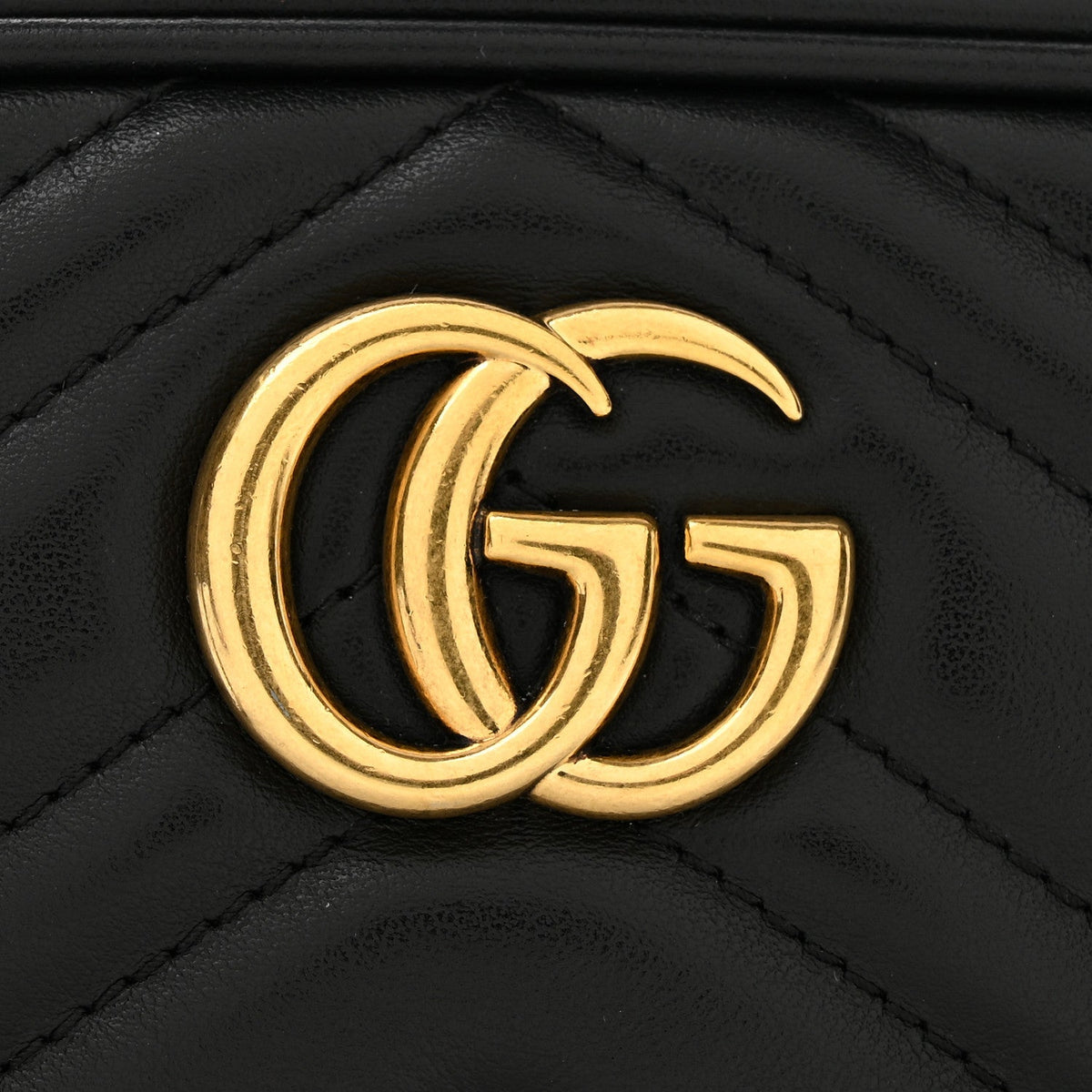 Calfskin Matelasse Mini GG Marmont Chain Shoulder Bag Black