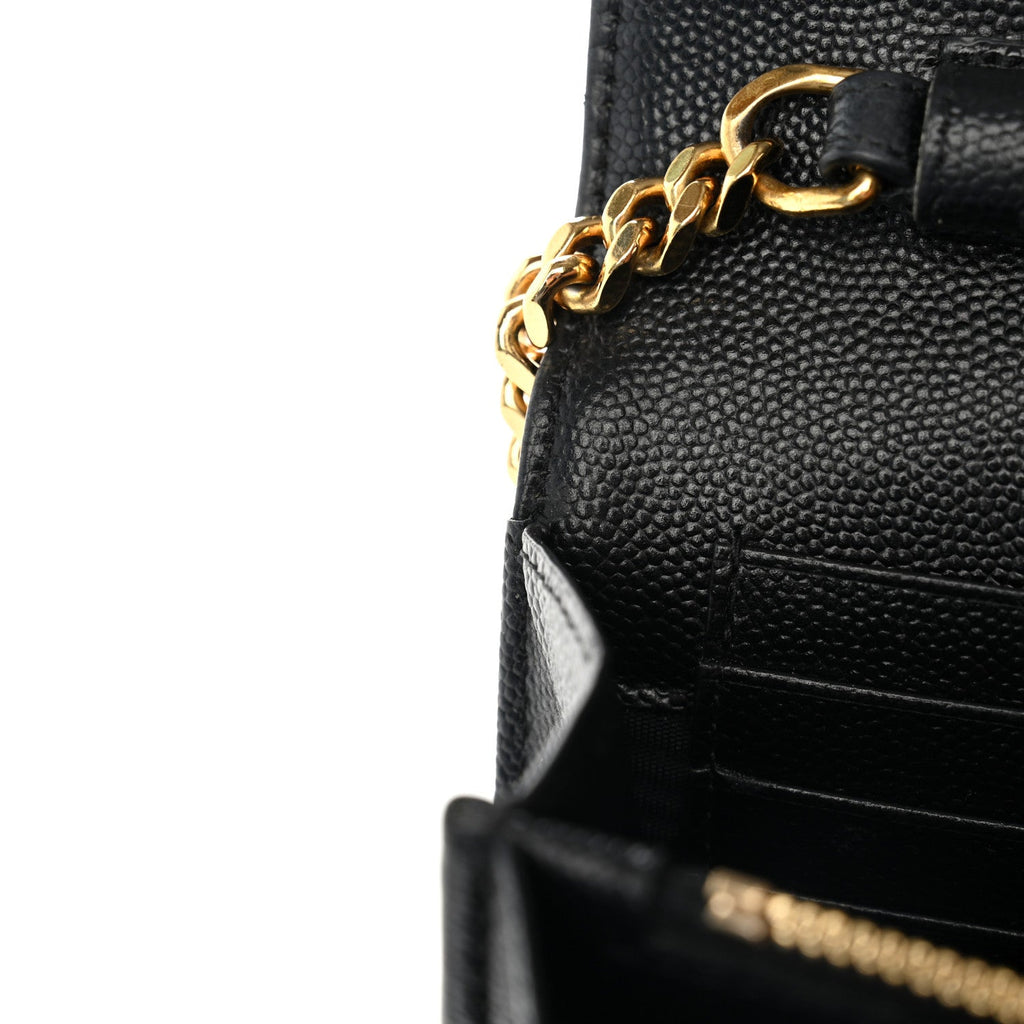 Grain De Poudre Matelasse Chevron Monogram Chain Wallet Black