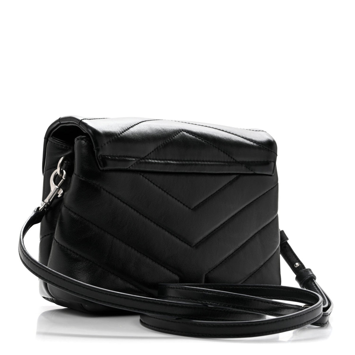 Calfskin Y Quilted Monogram Toy Loulou Crossbody Bag Black