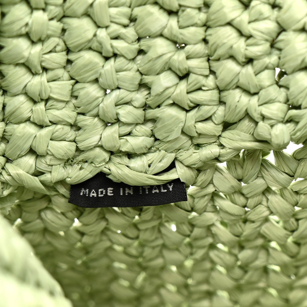 Yarn Raffia Effect Crochet Small Logo Tote Acqua
