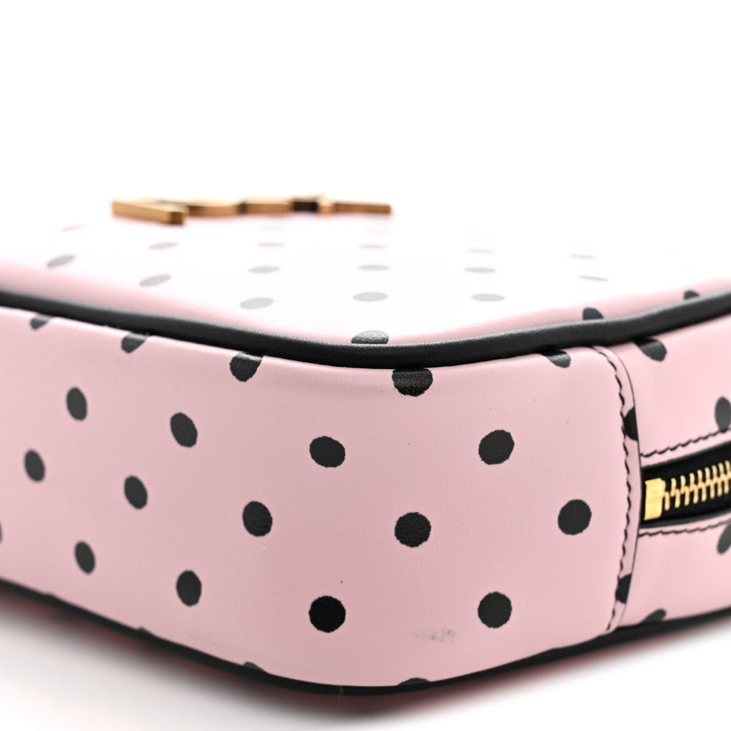 Calfskin Printed Polka Dot Mini Lou Camera Bag Pink Black