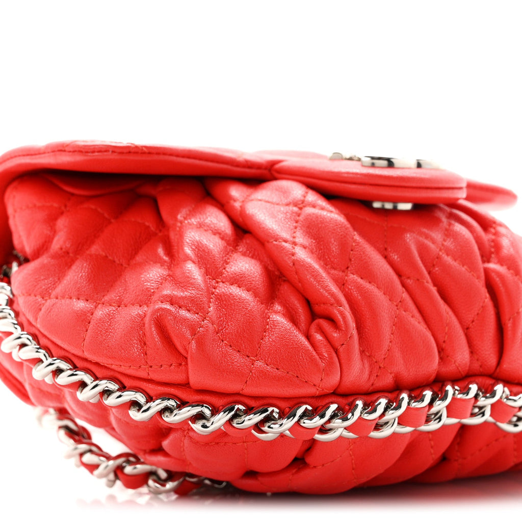 Washed Lambskin Mini Chain Around Messenger Coral