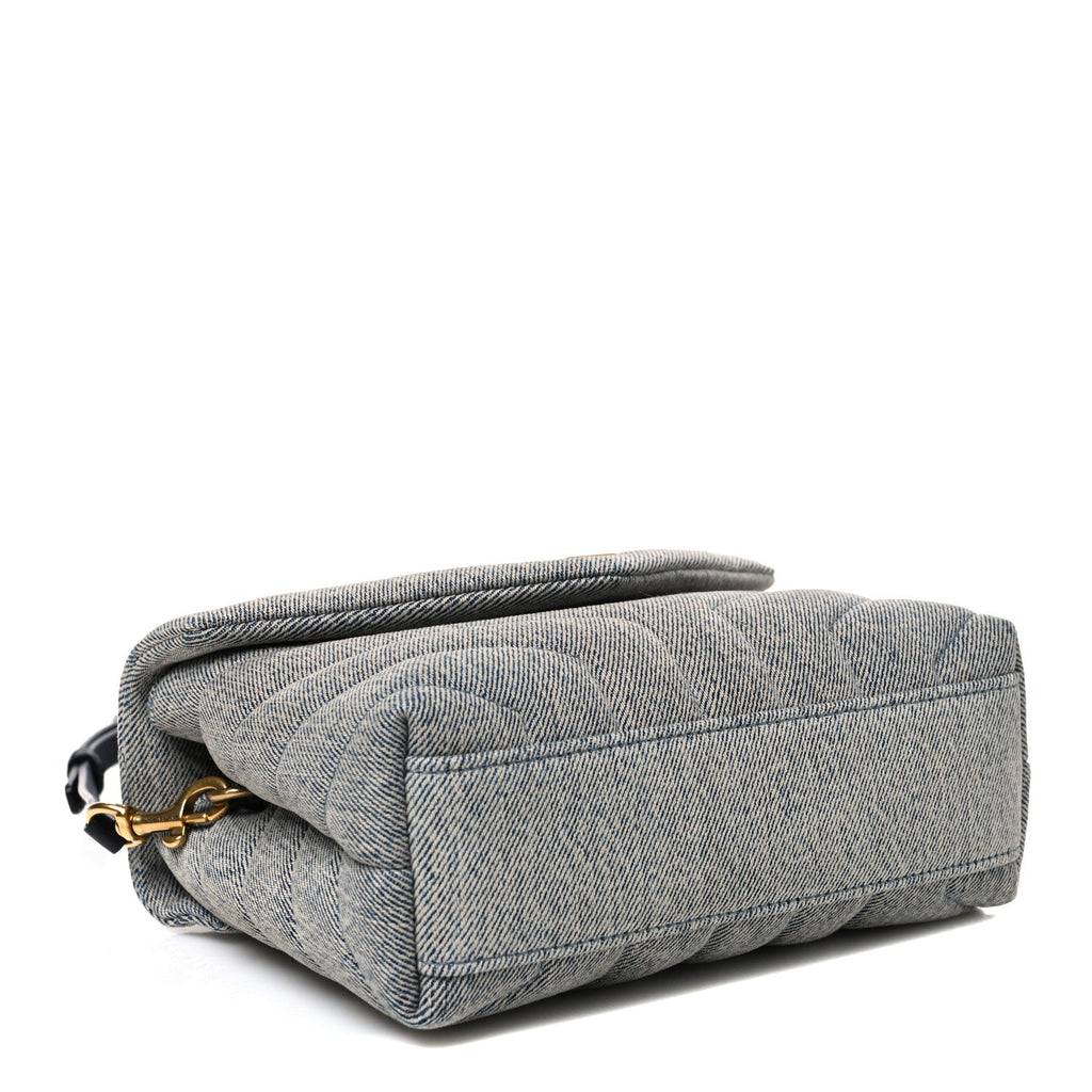 Denim Y Quilted Monogram Toy Loulou Crossbody Bag Grey