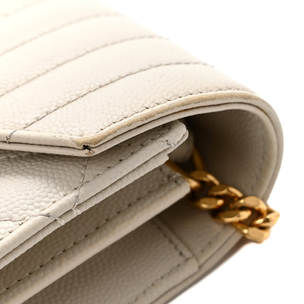 Grain De Poudre Mixed Matelasse Triquilt Monogram Chain Wallet Crema Soft