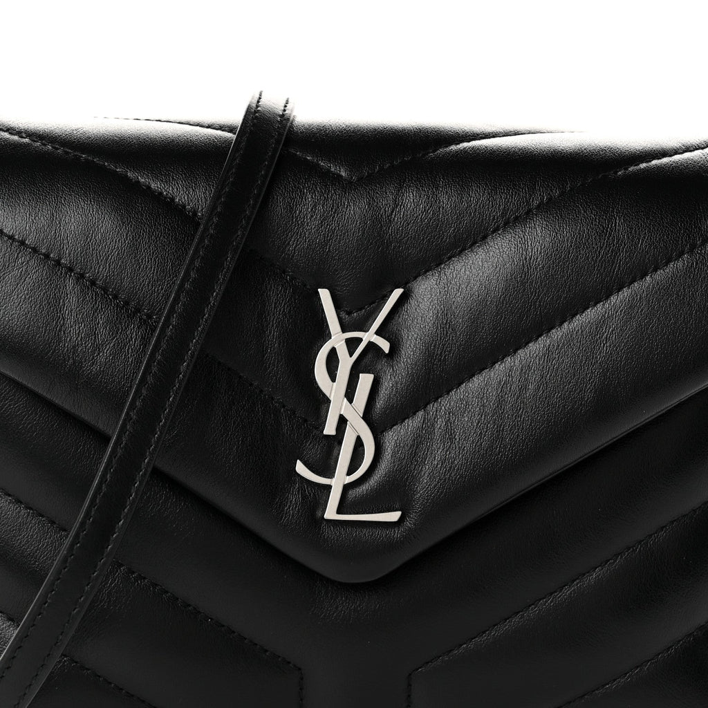 Calfskin Y Quilted Monogram Toy Loulou Crossbody Bag Black