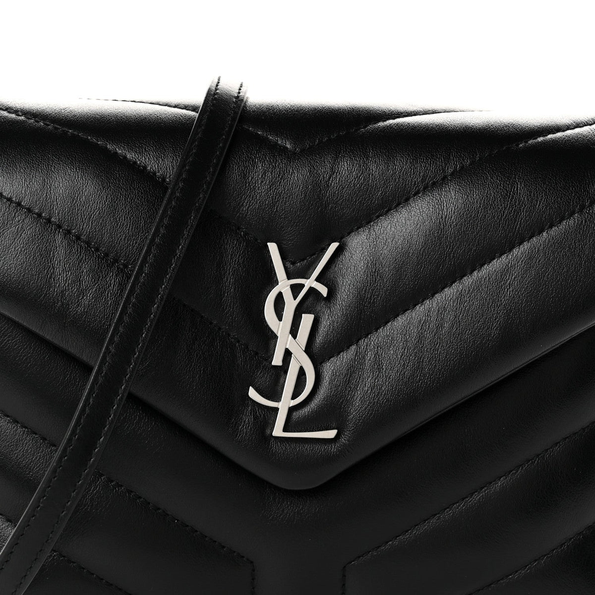 Calfskin Y Quilted Monogram Toy Loulou Crossbody Bag Black