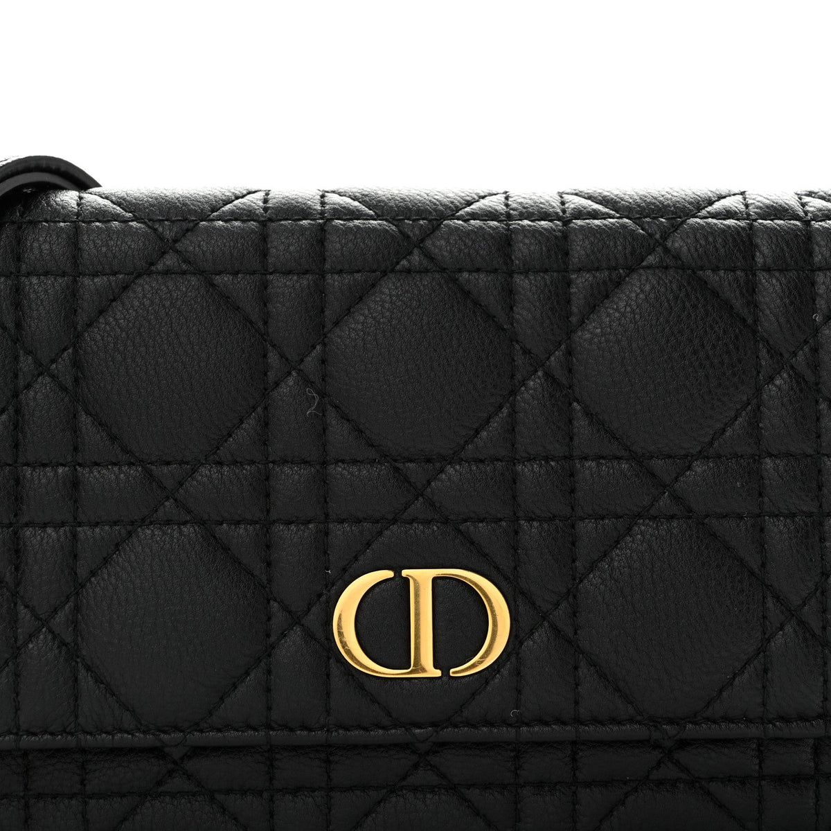 Supple Calfskin Caro Pouch with Chain Black