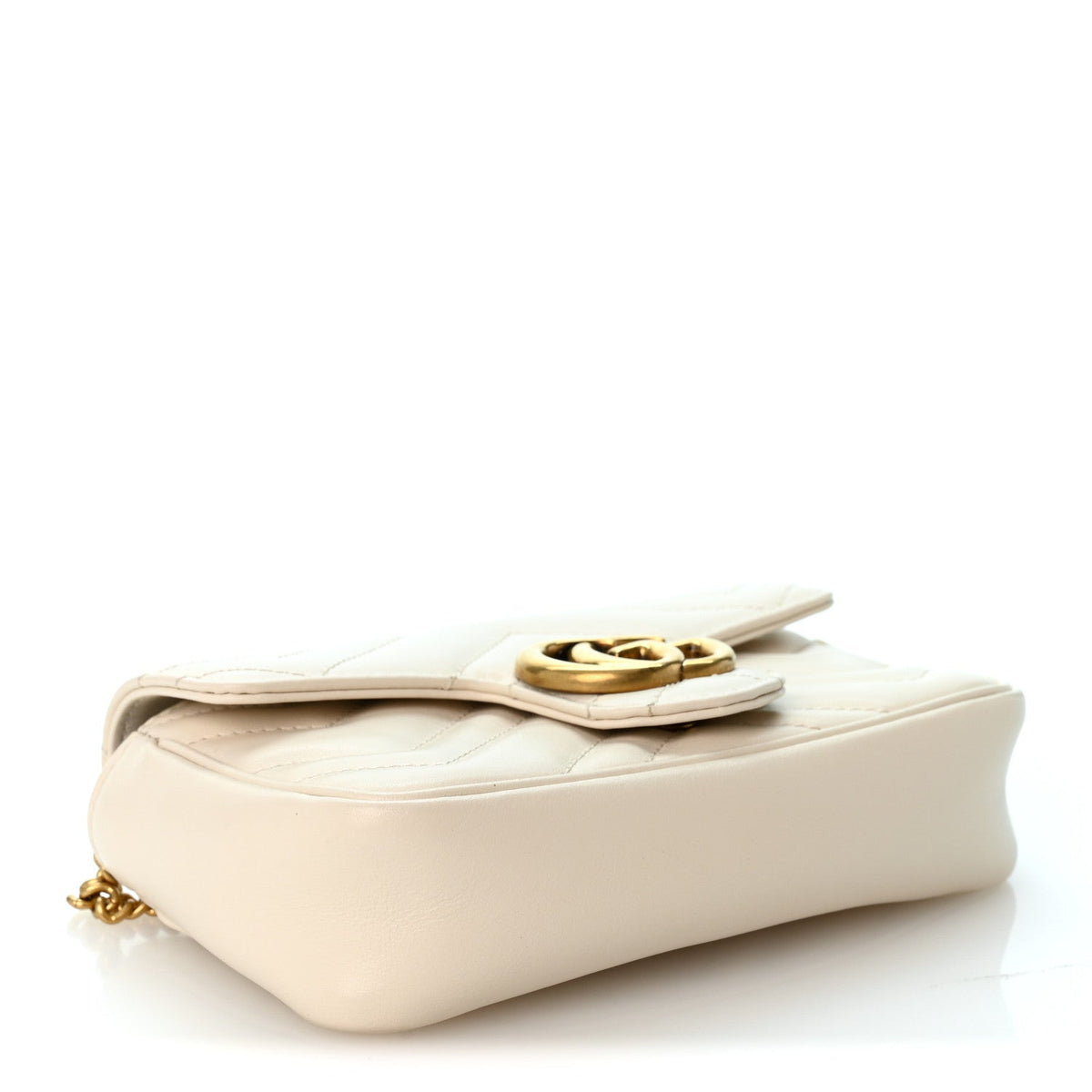 Calfskin Matelasse Super Mini GG Marmont Shoulder Bag White