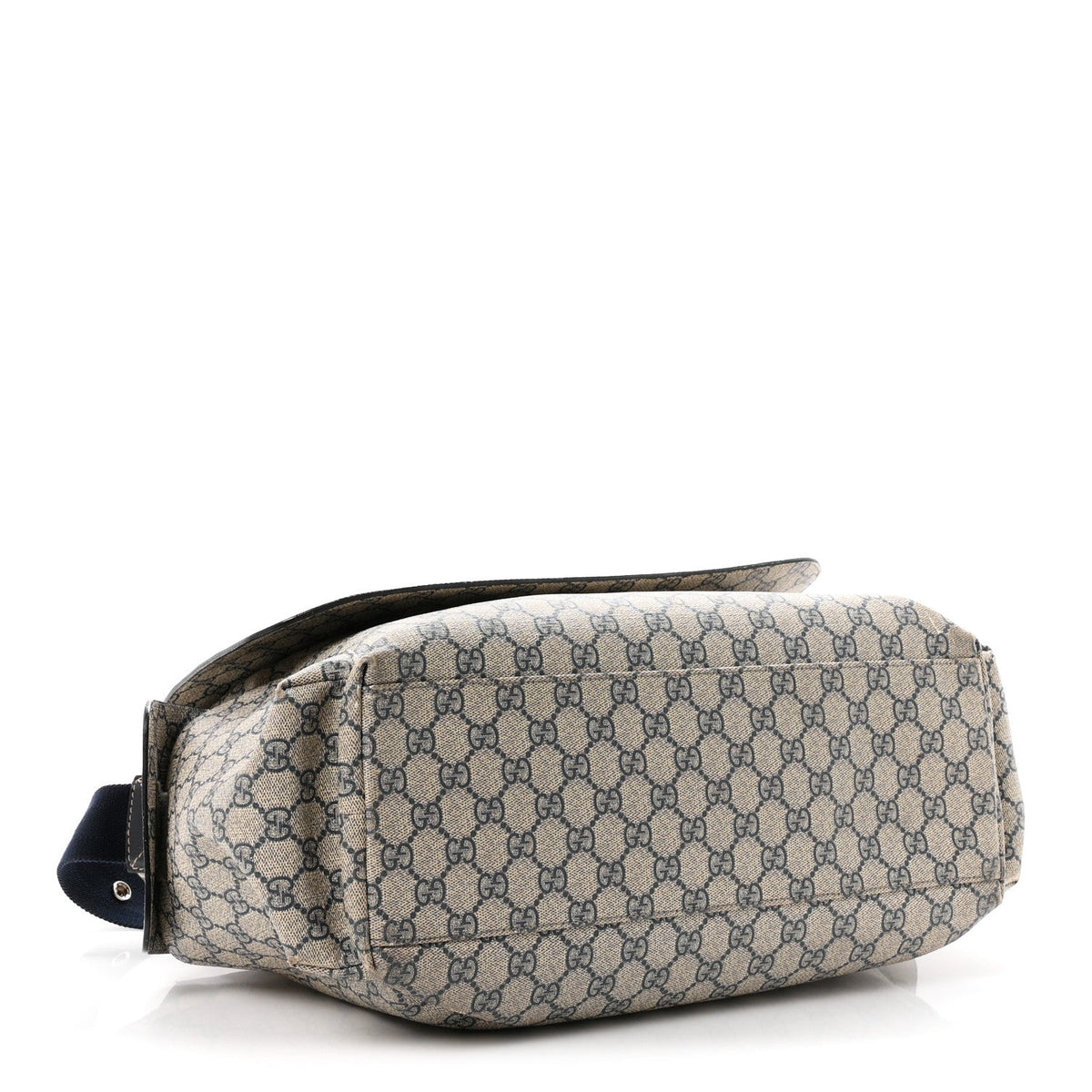 GG Supreme Monogram Selleria Calfskin Messenger Diaper Bag Navy