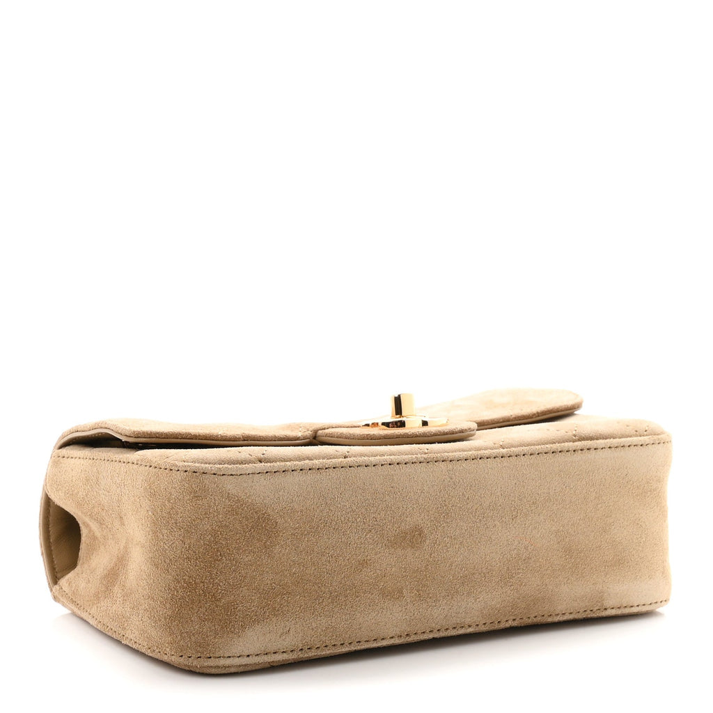 Suede Calfskin Mini Souplissimo Flap Dark Beige