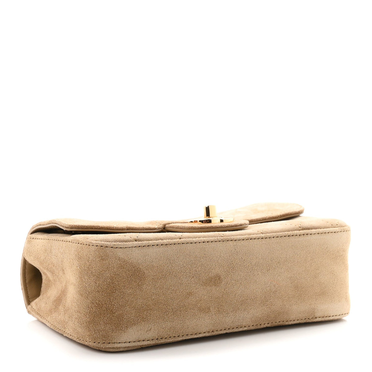 Suede Calfskin Mini Souplissimo Flap Dark Beige