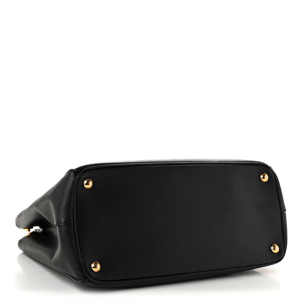 Saffiano Medium Galleria Double Zip Tote  Black