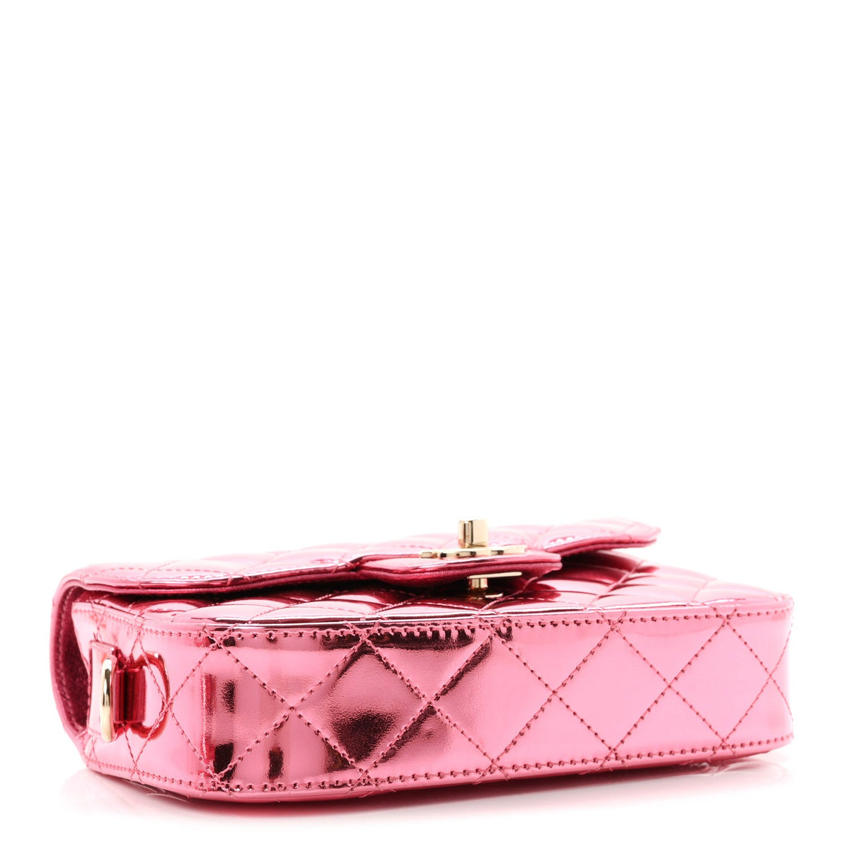 Mirror Calfskin Metallic Lambskin Quilted Hollywood Boulevard Mini Flap With Star Coin Purse Pink